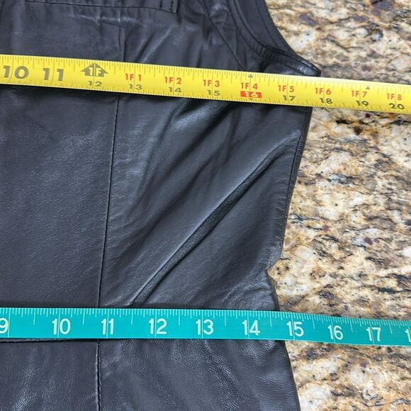 Marquis Vintage Black Leather Sleeveless Jacket Vest With Pockets Size 8 - Picture 6 of 8